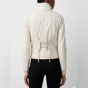 LINE the Label Cream Lamb Skin Leather Cropped Jacket Size M